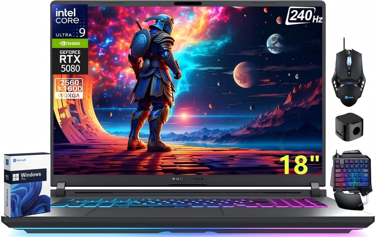ASUS ROG Strix G18 Laptop para juegos 18" 2025, NVIDIA GeForce RTX 5080, Intel Ultra 9 275HX, Pantalla ROG Nebula 2.5K 240Hz de 18", 32 GB RAM DDR5, SSD 2 TB, Wi-Fi 7, Teclado retroiluminado RGB, Windows 11 Pro G815LW-G18.U95080