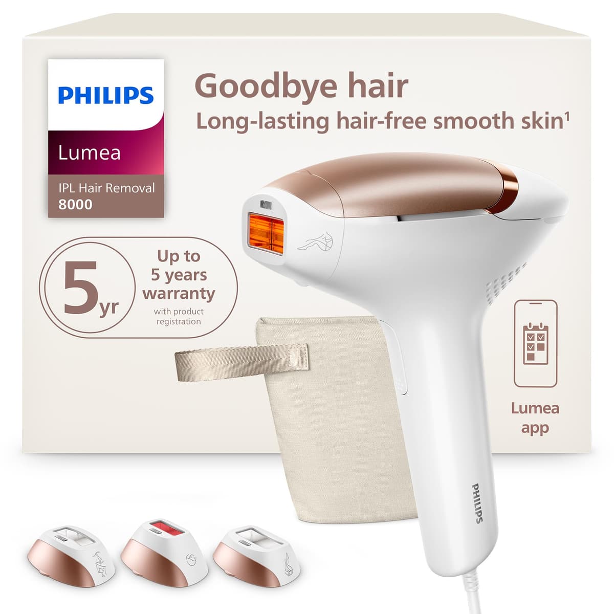 Philips Lumea 8000 Series IPL BRI937/03 - Depiladora IPL con SenseIQ y 3 accesorios