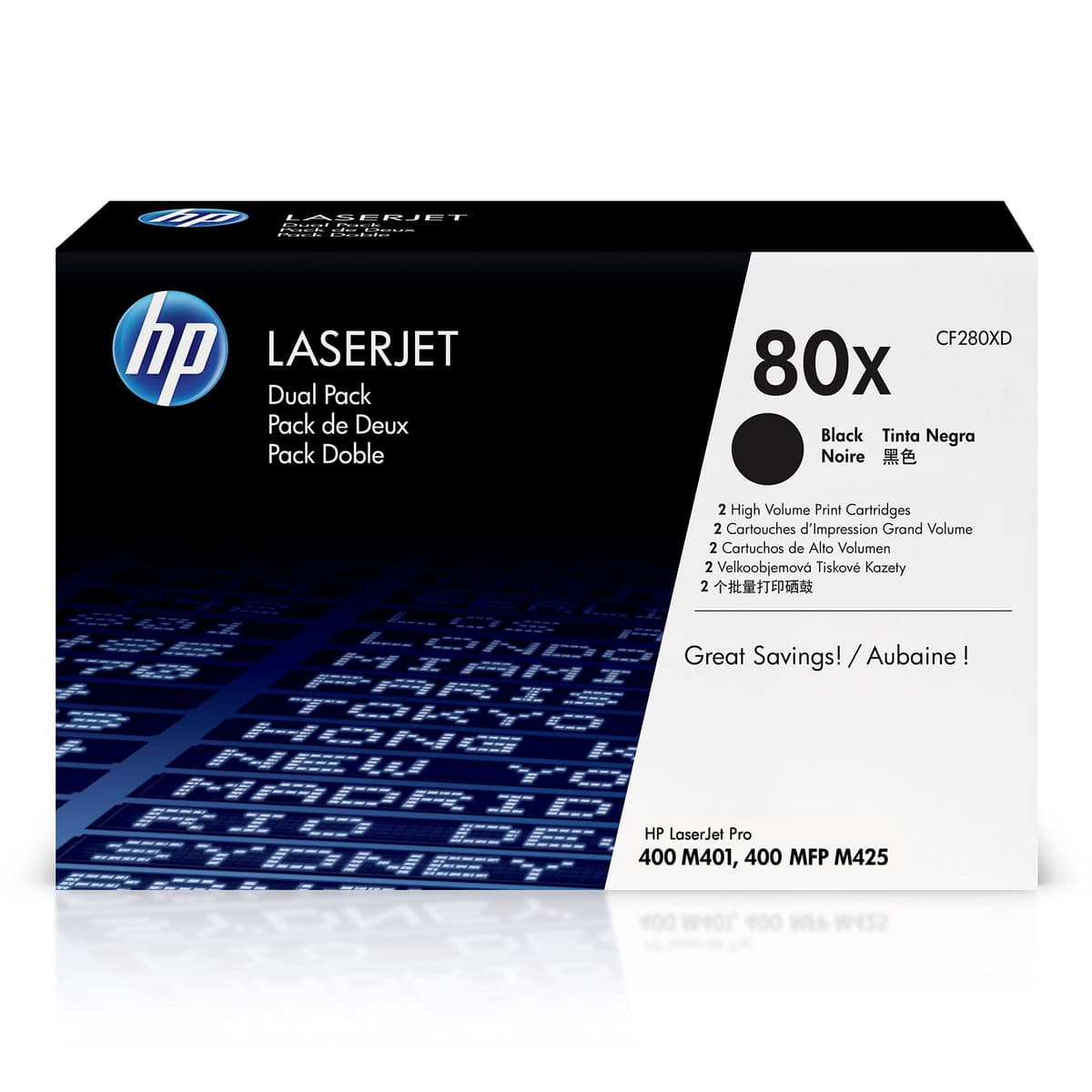 HP 80X Toner Negro Alta Capacidad (Paquete de 2) - CF280XD