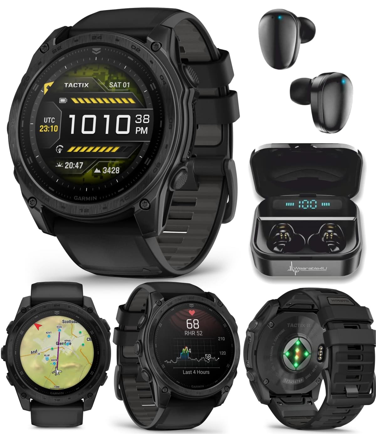 Garmin Tactix 8 51mm AMOLED, bisel titanio y lente de zafiro + Wearable4U TWS X7 earbuds