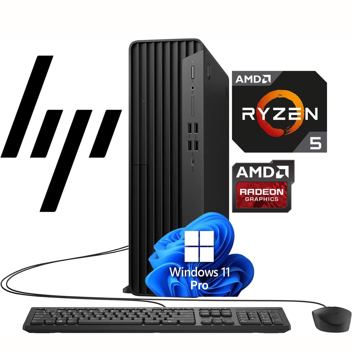 Computadora de Escritorio HP Elite SFF G9 | Procesador Ryzen 5 de 6 núcleos 5 GHz (1.3 veces más rápido que Intel i7-1255U) | 24 GB RAM DDR5, 1 TB SSD | WiFi | Bluetooth | HDMI, USB, RJ-45 | Windows 11 Pro | Teclado y Mouse con/sin cable