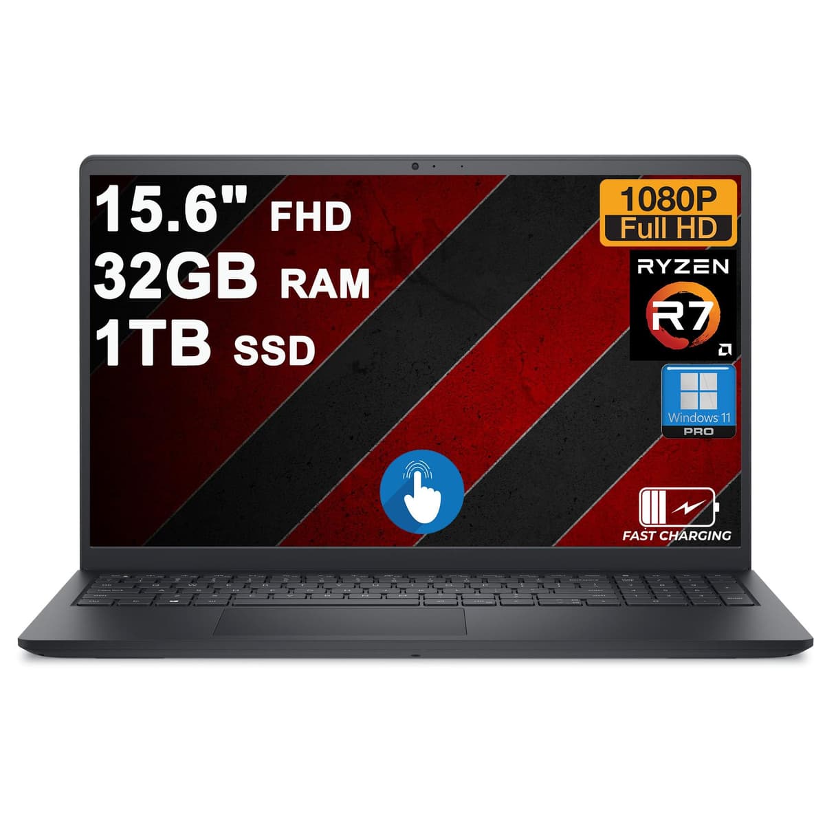 Dell Laptop Empresarial 15 de 15.6" FHD Antirreflejo Táctil AMD Ryzen 7 7730U 8 núcleos 32GB RAM 1TB SSD Type-C ExpressCharge Batería de Larga Duración Win11Pro