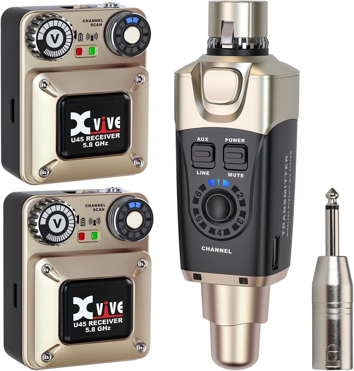 Xvive U45R2 Wireless IEM System - 1 transmisor y 2 bodypacks 5.8 GHz con modo de escaneo de canal