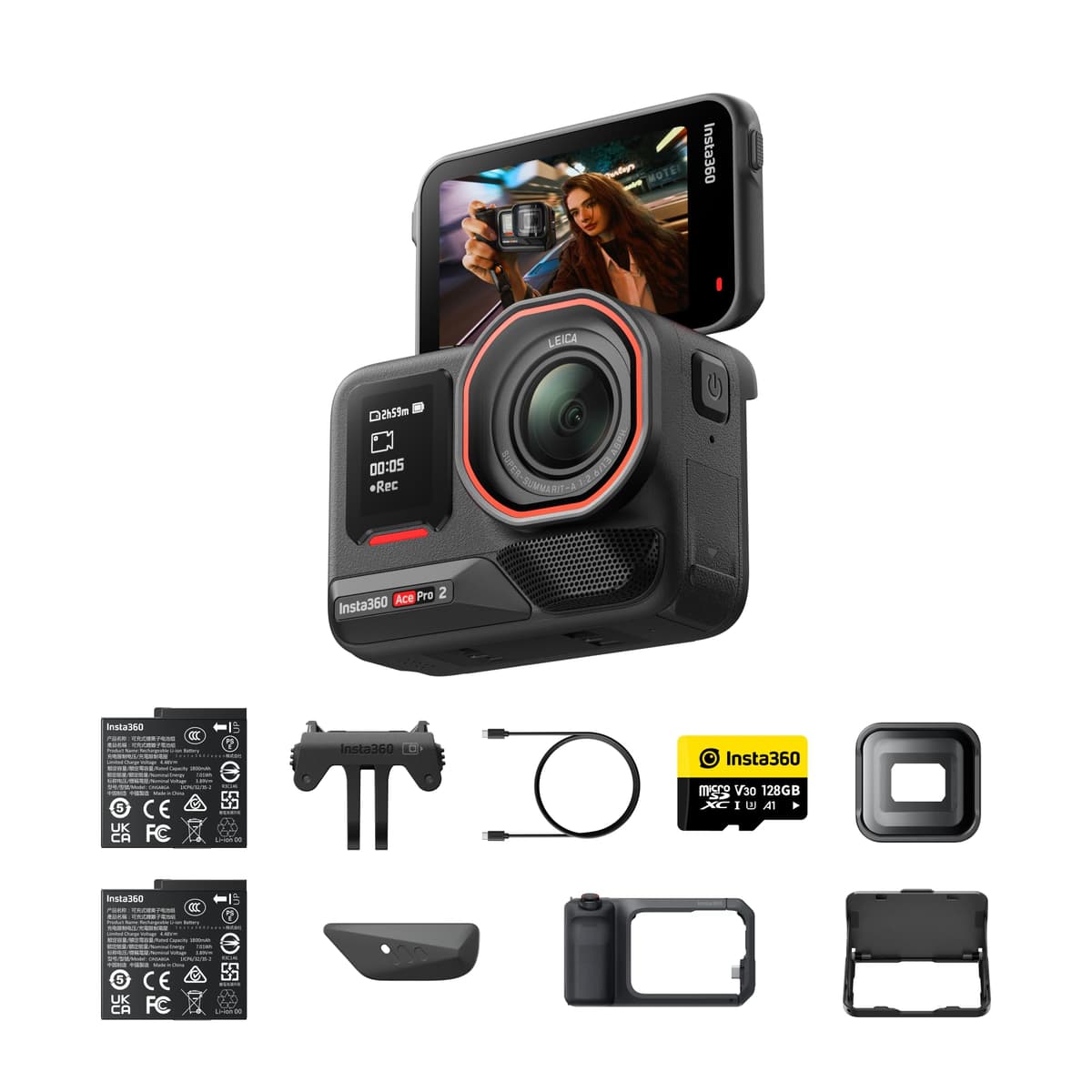 Insta360 Ace Pro 2 Videography Bundle Limited Edition 8K con Xplorer Grip Pro Kit y Lente Cinemática AP2-XPP2US