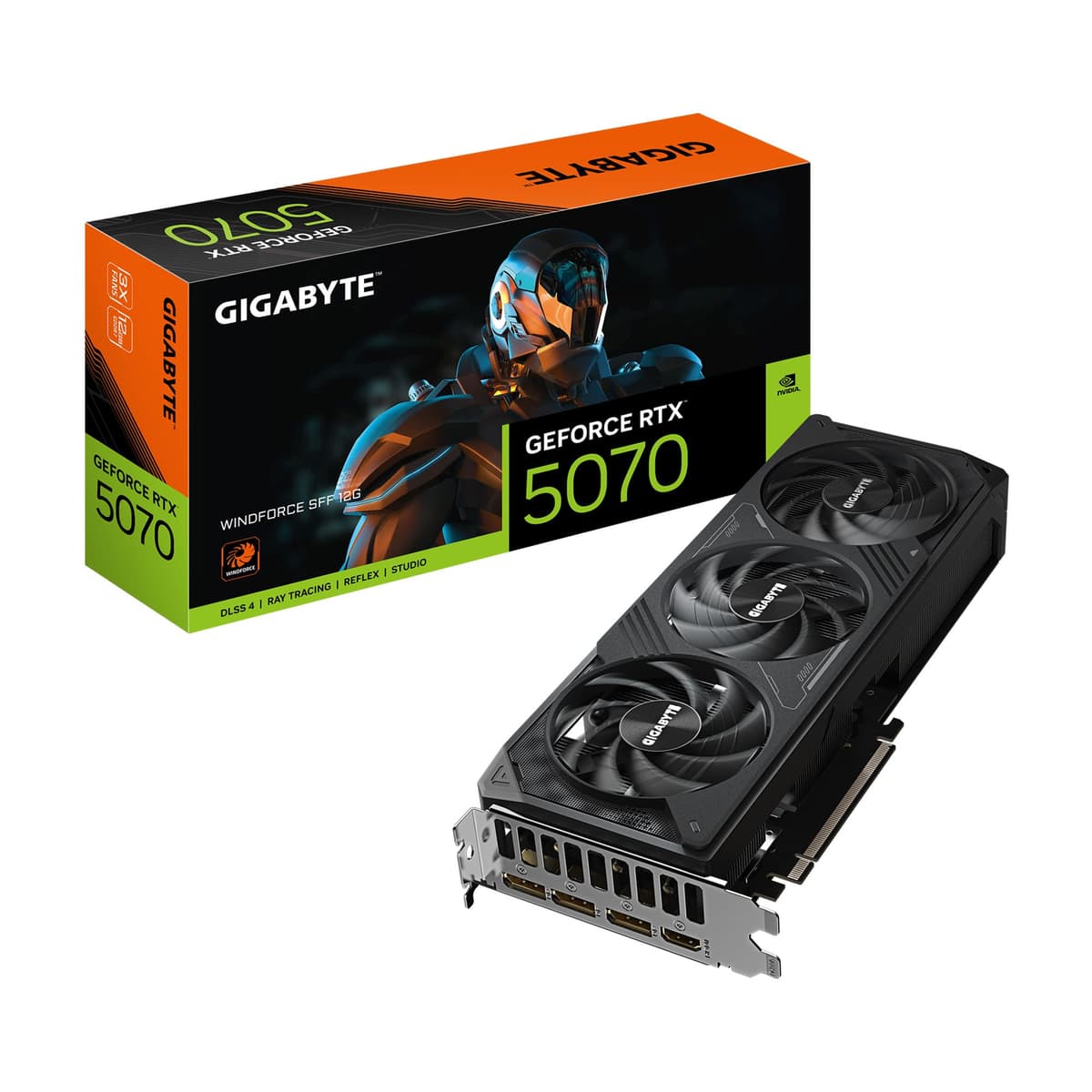 GIGABYTE GeForce RTX 5070 WINDFORCE SFF 12G Tarjeta de Video, 12GB GDDR7 de 256 bits, PCIe 5.0, Sistema de Refrigeración WINDFORCE, GV-N5070WF3-12GD