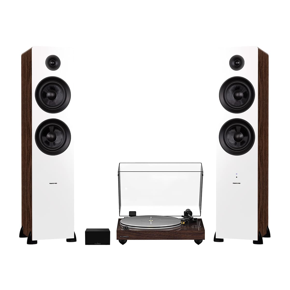 Fluance RT85N Reference tocadiscos de alta fidelidad con altavoces Ai81 (Walnut/White Walnut) RT85NWPAI81WW