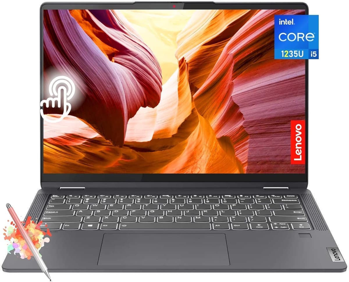 Lenovo Flex 5i 14" FHD Pantalla táctil 2 en 1, Intel Core i5-1235U, 8GB RAM, 512GB PCIe SSD, Intel Iris Xe, Thunderbolt 4, Lector de huellas, Cámara web, Windows 11, con lápiz