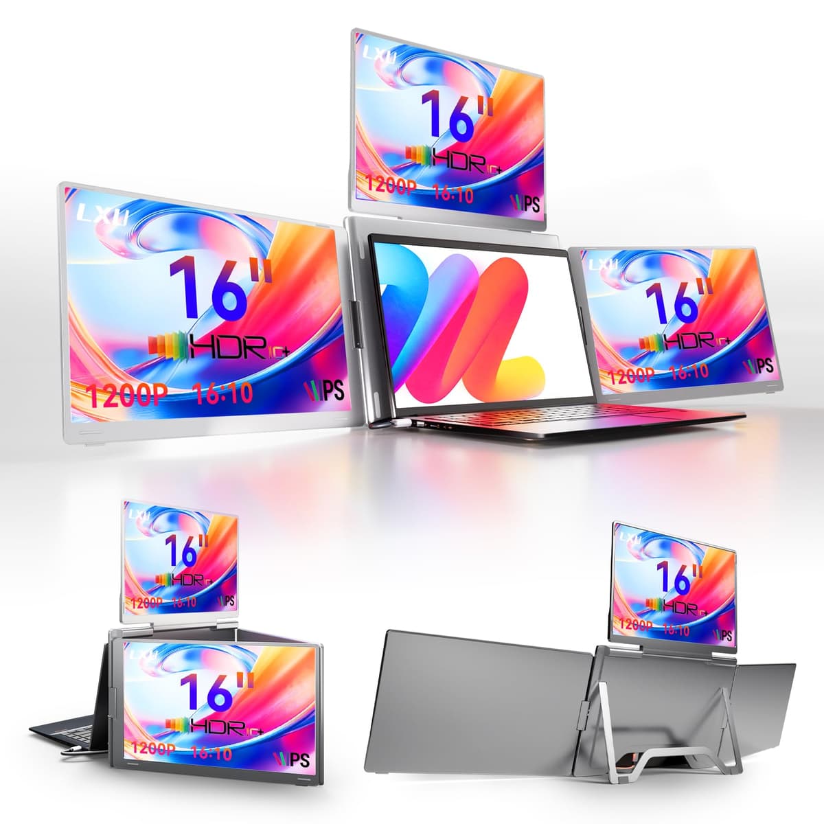 LXU S788 - Extensor de Pantalla 16" 1200P IPS, Triple Monitor Portátil para Laptops