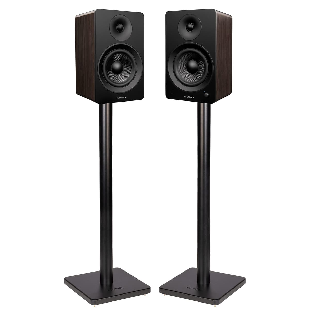 Fluance Ai61 Parlantes Estantería Activos 2.0 120W con Stands, Bluetooth 5, RCA/Óptico/USB y Salida Subwoofer (Natural Walnut) AI61BSS05S