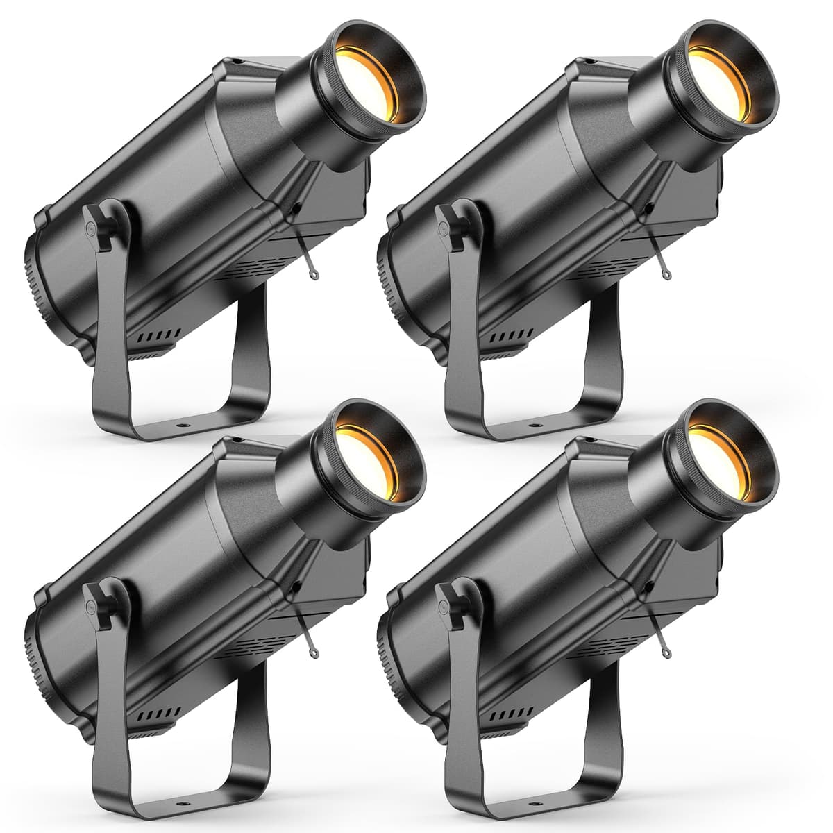 Fancybling LEKO Profile 100W COB - Spot LED bicolor 3200K-5600K con zoom y DMX512, pack de 4 CYH-ZQ07052X4US-GYY