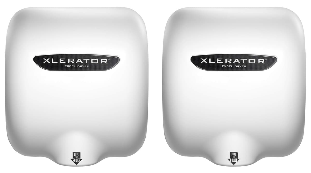 XLERATOR XL-BW-1.1N Secador de manos comercial alta velocidad, cubierta blanca termoconformada, sensor automático, sin calefacción, 110/120V (Paquete de 2)