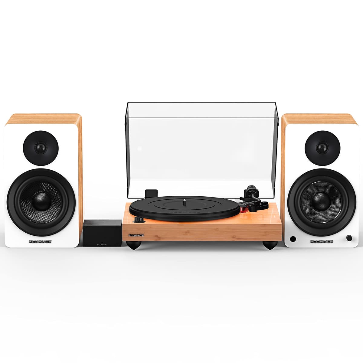 Fluance Reference RT83 con PA10 y parlantes Ai61 6.5 pulgadas activos, Ortofon 2M Red, Bluetooth RT83BPA61W
