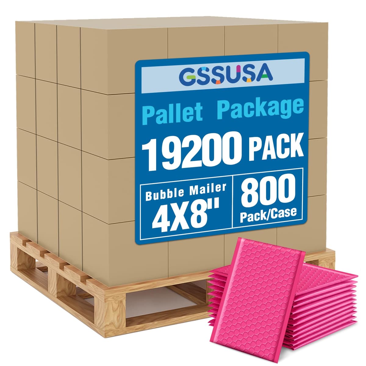 GSSUSA Pink Bubble Mailers 4x8 pulgadas, pack 19200