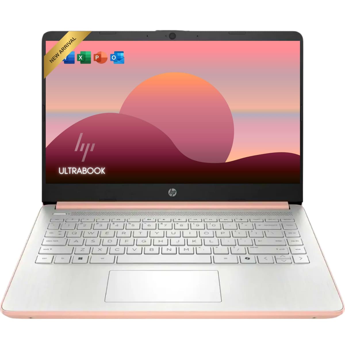 Laptop HP para uso diario | Office 365 | Procesador Intel de cuatro núcleos | 11.5 horas de batería | 1 TB en la nube con 128 GB SSD, 8 GB RAM | Rosa dorado | Copilot AI Windows 11 0703N