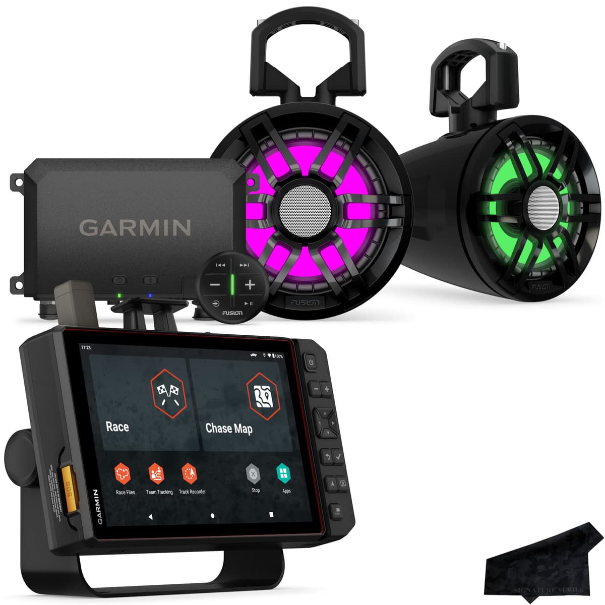Certified Brands Garmin Baja Race Tread XL 10" Rugged Off-Road Navigator con Fusion Marine Audio System 010-02510-00+010-02646-00