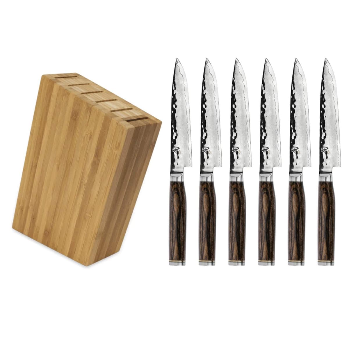 Shun Premier Juego de 6 Cuchillos para Bistec con Bloque Sidecar - Hecho en Japón