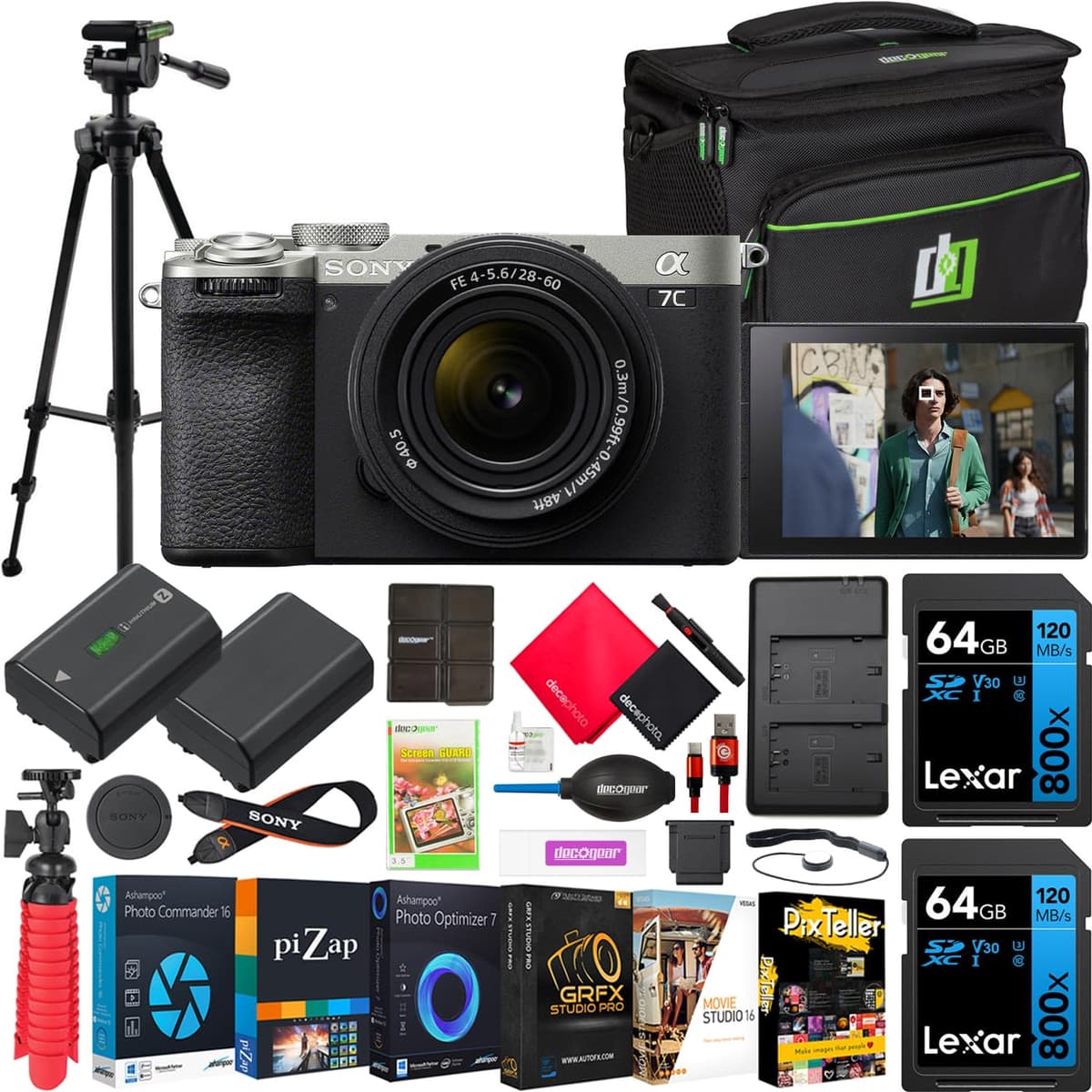 Sony a7C II Full Frame Mirrorless Camera Body con 28-60mm F4-5.6 Lens Silver ILCE-7CM2L/S - Bundle con Accesorios E12SNILCE7CM2LS
