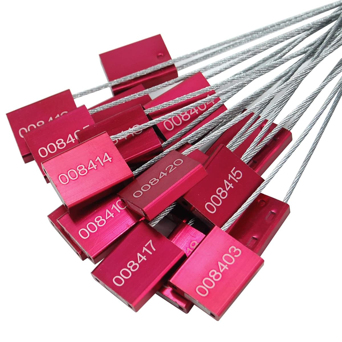 Leadseals LS-02H Sello de Cable de Acero Rojo, Precinto de Seguridad Numerado (1000 unidades)