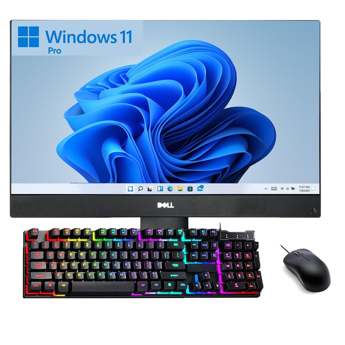 Dell Optiplex 7470 todo en uno, 23.8" FHD (1920x1080), Core i5-9500 hasta 4.4GHz, 16GB RAM, 256GB SSD, mouse y teclado RGB, Windows 11 Pro (Reacondicionado) OPTIPLEX 7470 I5 AMZREN