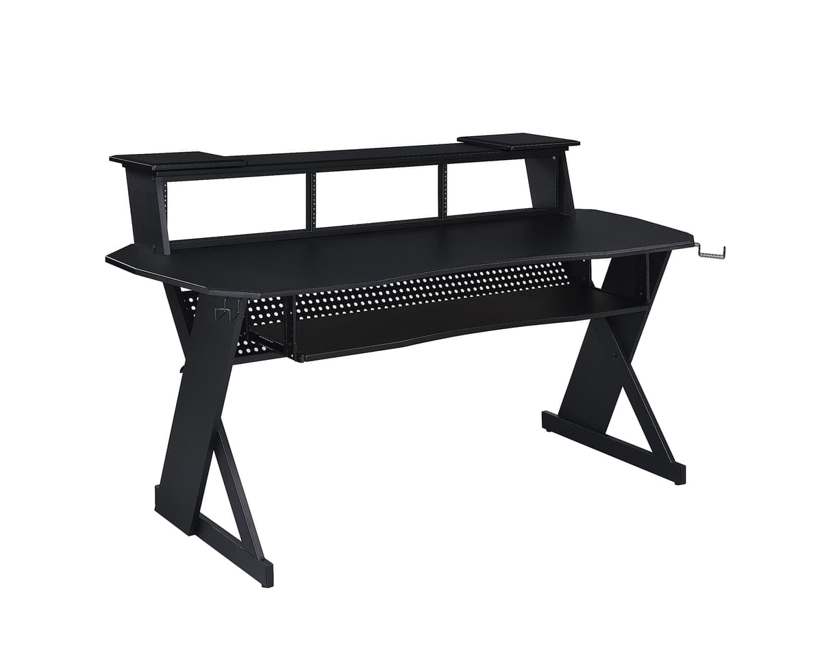 Musiea EX100: Escritorio Workstation para Estudio Musical con Rack 3x4U (Negro)