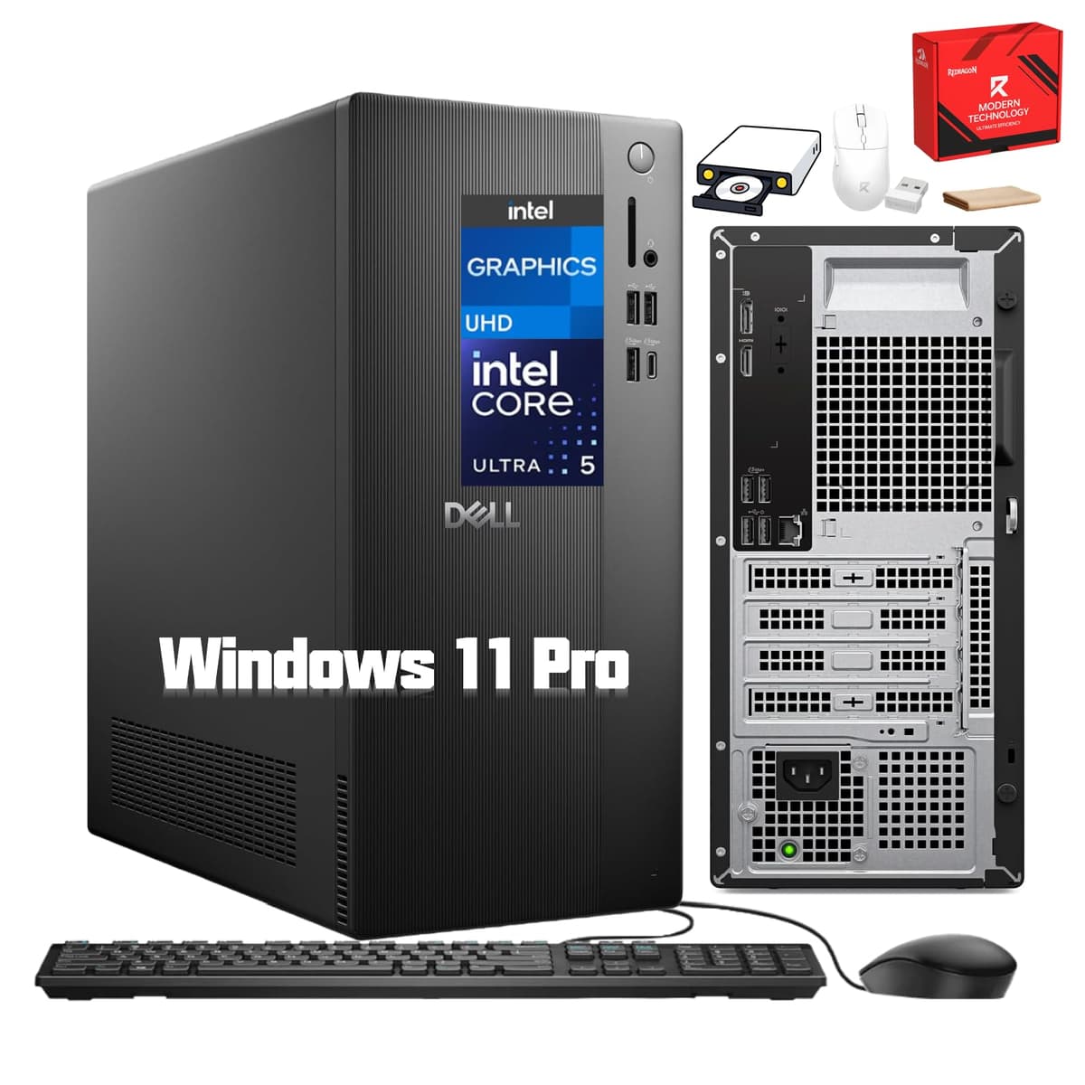 Dell ECT1250 Torre PC de Escritorio - Intel Ultra 5 225 (10 núcleos), 64 GB DDR5 RAM, 2 TB SSD, Intel UHD Graphics, Wi-Fi 6, Bluetooth 5.4, Windows 11 Pro, con teclado, mouse y accesorios