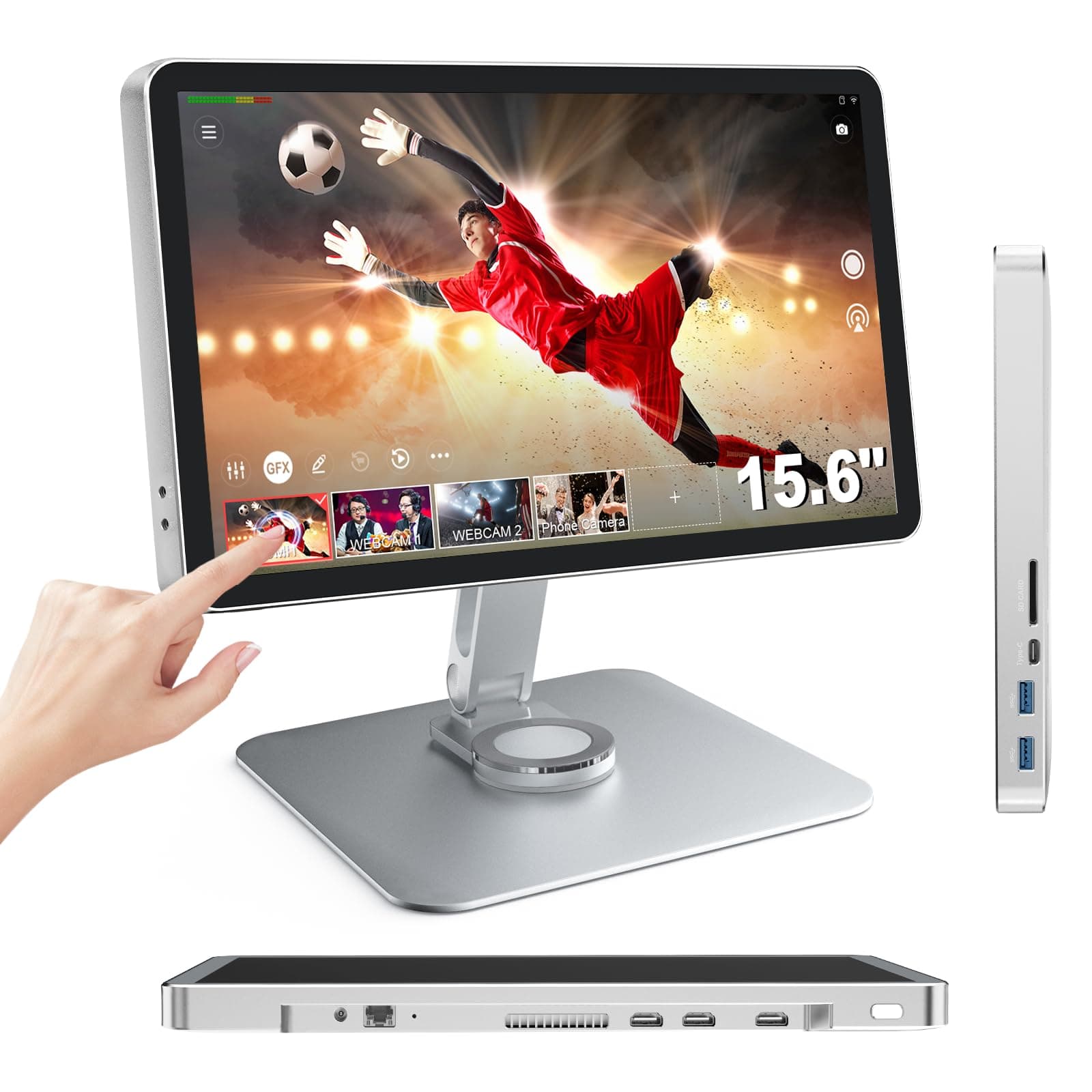 JUNEBOX Monitor/Switch All-in-One 15.6" Touch - Mezclador, encoder y grabador con 10 entradas, streaming NDI/RTMP/SRT/RTSP 760689501457