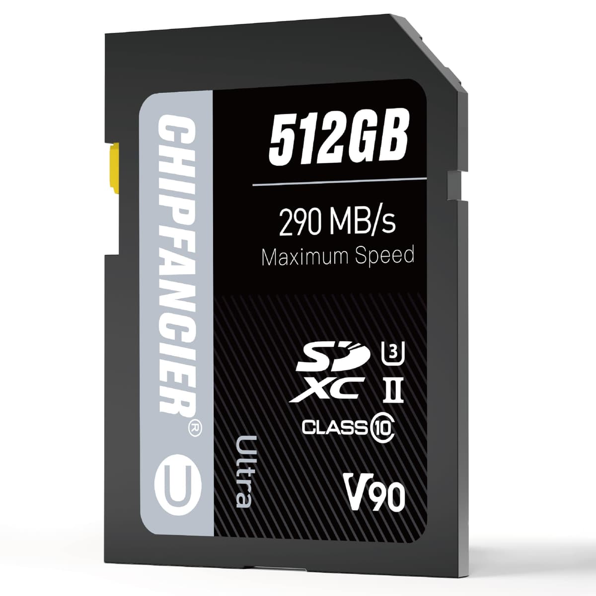 CHIPFANCIER Tarjeta SDXC UHS-II V90 512GB R290MB/s W290MB/s C10 U3 V90 Video Full-HD y 8K para Fotógrafos Profesionales y Creadores de Contenido Cámaras DSLR y Mirrorless Negra SDXC V90 512GB-Black