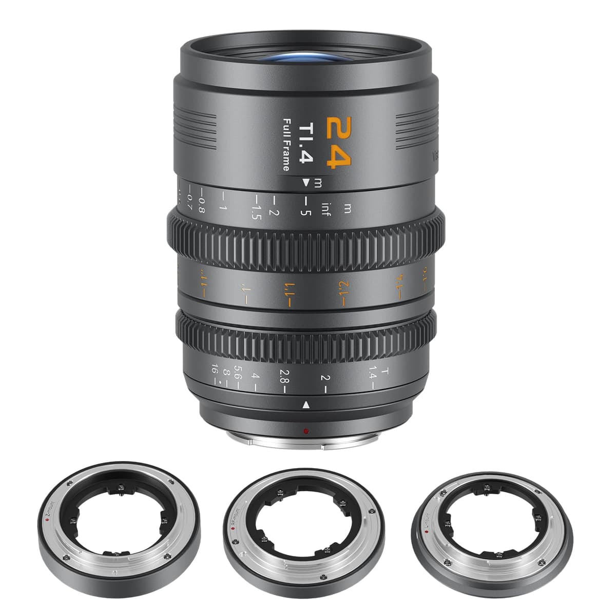 SIRUI VP-1 24mm T1.4 Lente Cine Full Frame con Montura E y Monturas Intercambiables RF/Z/L (Gris Metal) VP-1-24G-AM