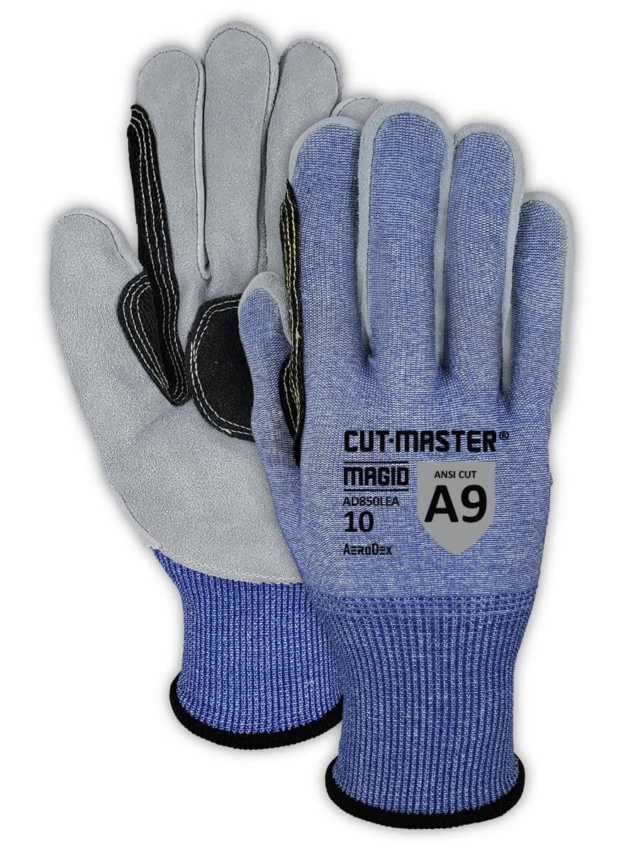 MAGID Cut-Master AeroDex Guantes de trabajo en piel partida de vacuno, 72 pares, 8/Medium, AD850LEA AD850LEA8-M-72-1-M