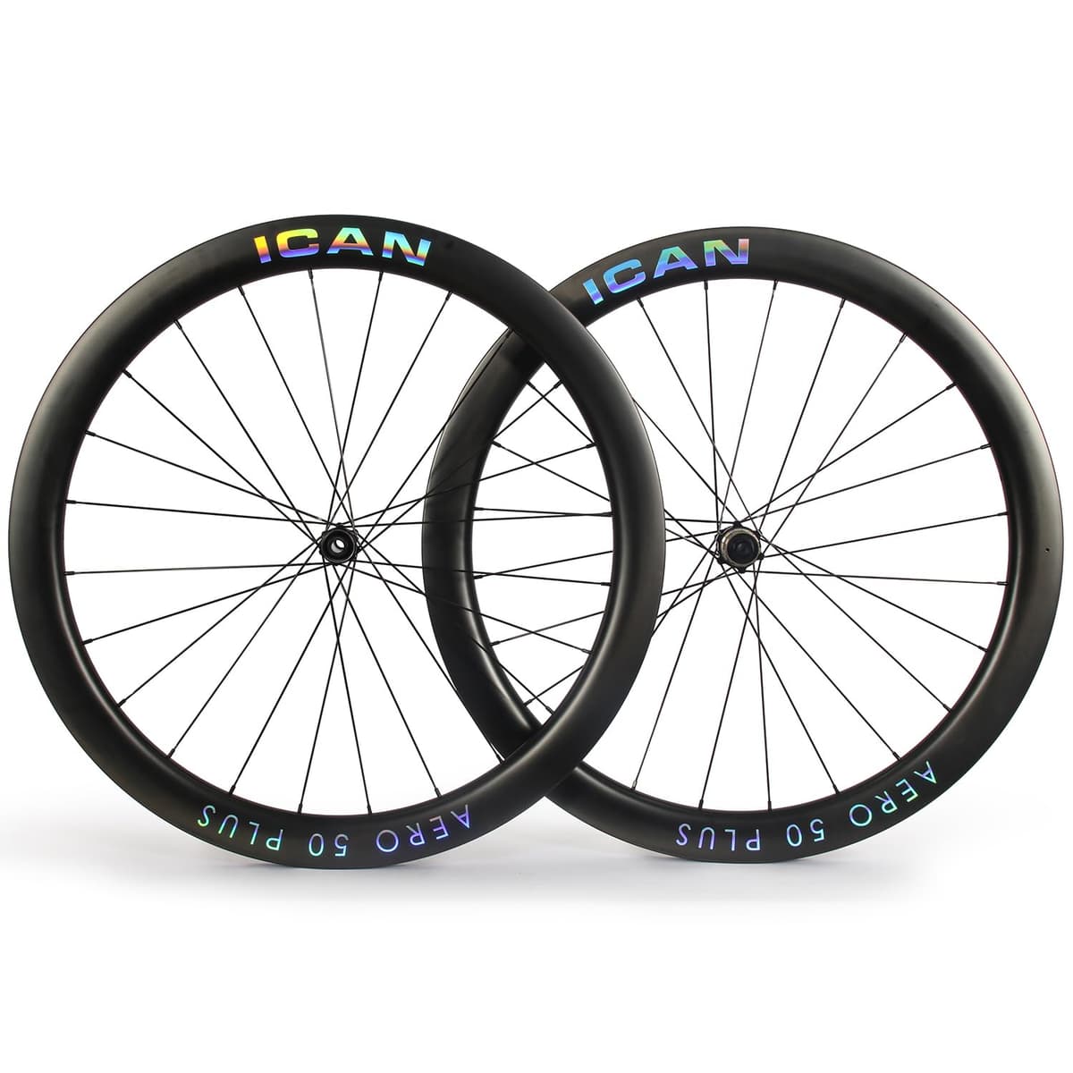 ICAN AERO 50 Plus - Juego de ruedas carbono 700C 1400g, llanta 23mm, Disc Clincher Tubeless WH-AERO-50-Disc-Plus-Shi