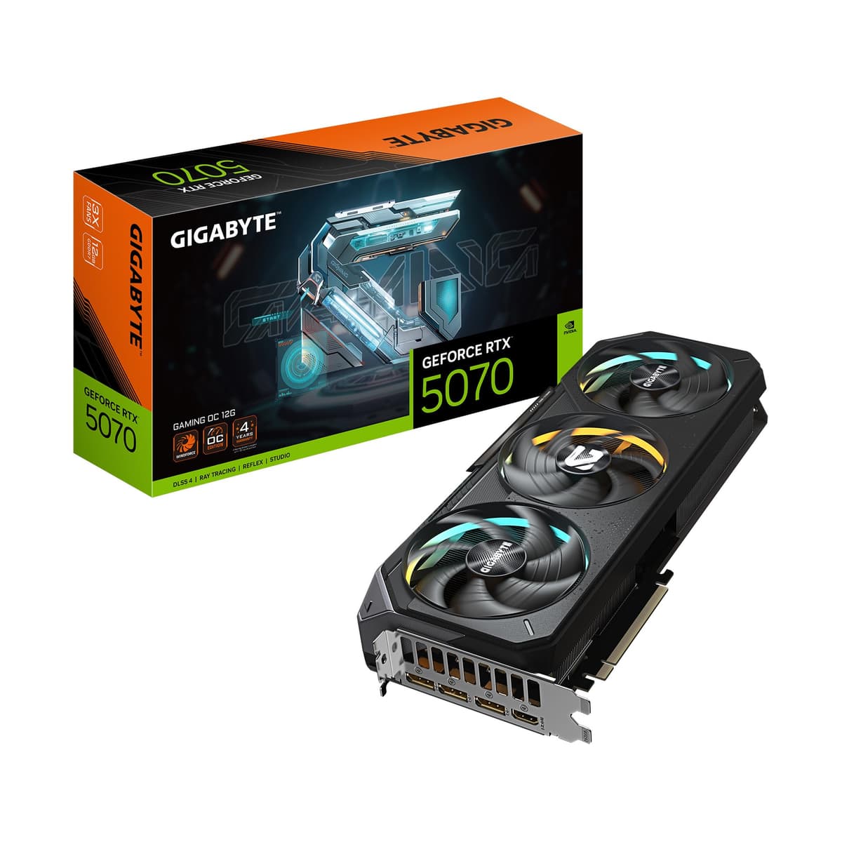 GIGABYTE GeForce RTX 5070 Gaming OC 12G Tarjeta de Video, 12GB GDDR7 de 192 bits, PCIe 5.0, Sistema de Enfriamiento WINDFORCE, GV-N5070GAMING OC-12GD