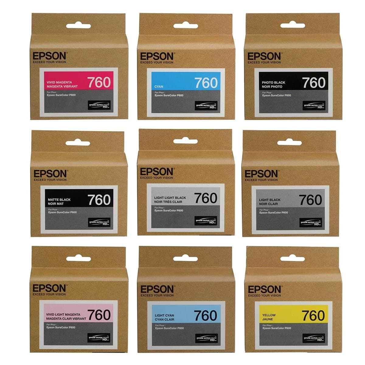 Adorama Epson T760 Ultrachrome HD Juego Completo de Cartuchos para SureColor P600 KP600PC B