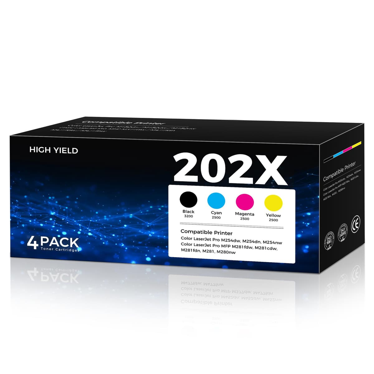 HUIMAZJIA Cartuchos de tóner 202X alto rendimiento 4 pack (compatible HP 202X/202A) 202X Toner Cartridge