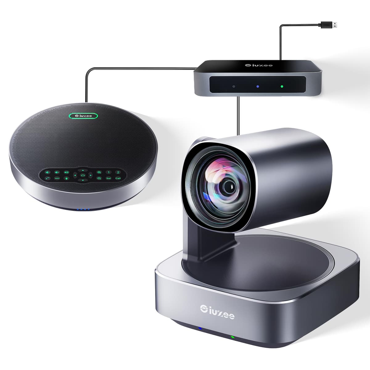iuZee Sistema PTZ 4K todo-en-uno para salas de conferencia con altavoz, zoom 12X, HDMI, compatible con Zoom/Webex VA512group