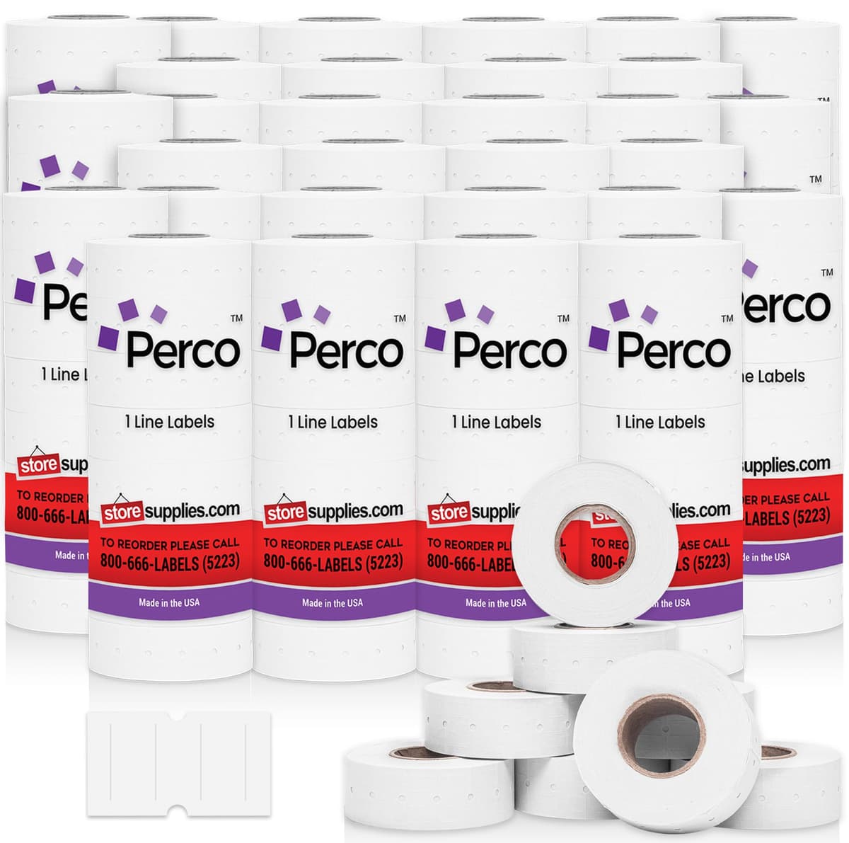 Perco 1 Line White Labels - Caja de 30 Fundas, 240,000 Etiquetas de Precio en Blanco para Perco 1 Line Price and Date Guns PL-LGW-30SLV