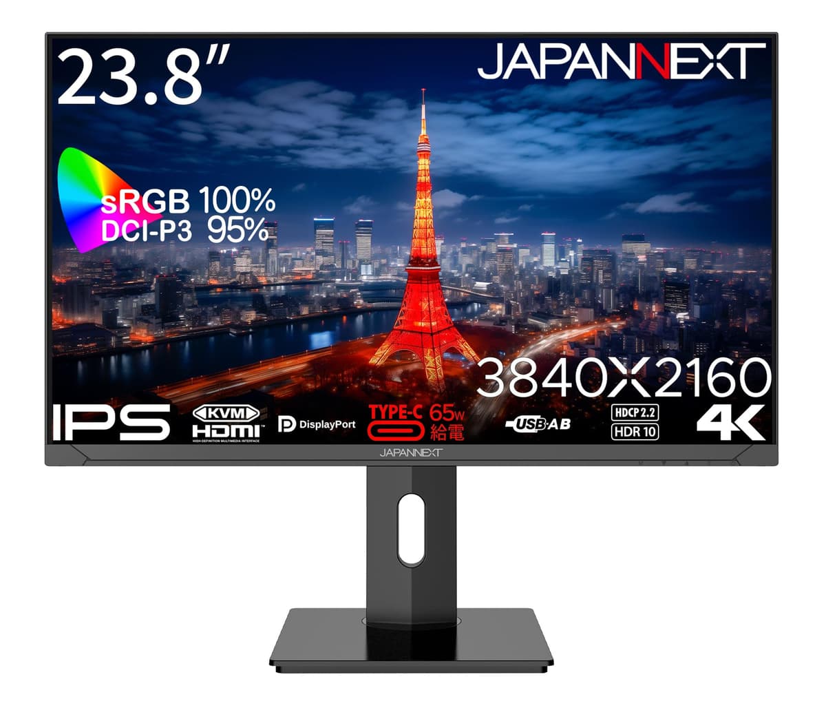 JapanNext JN-IPS2380UHDR-C65W-HSP: Monitor 23.8" IPS 4K UHD, 100% sRGB, USB-C 65W, ajuste de altura