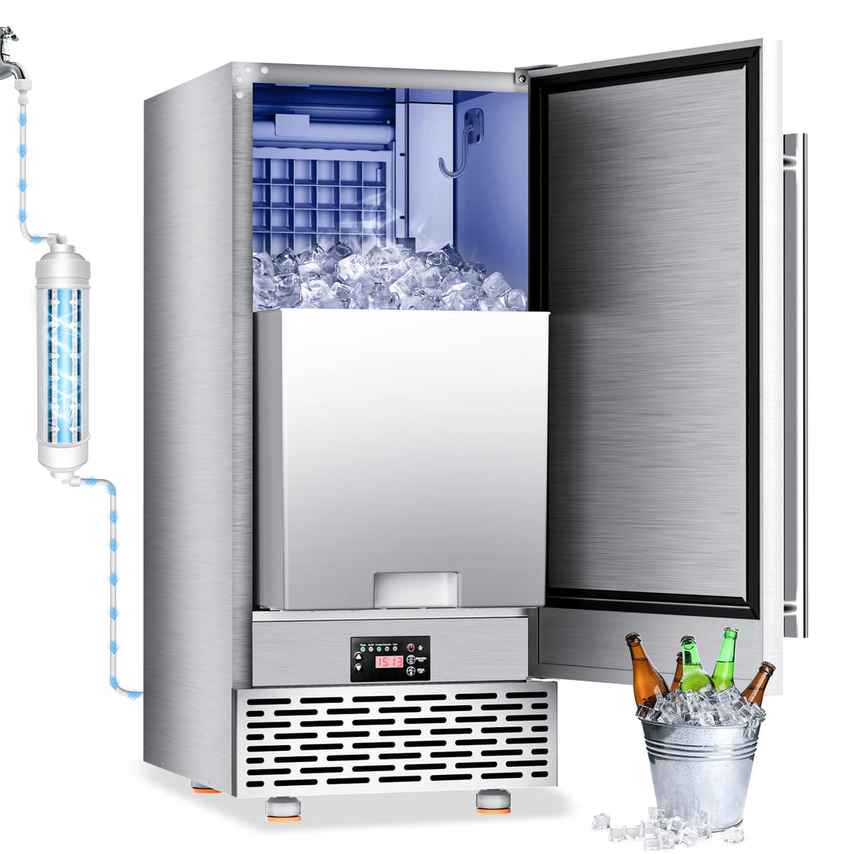 Ice Maker Bajo Mostrador 88lbs/Día con 55lbs Almacenamiento - AMADVI Y30WE CX-2-2