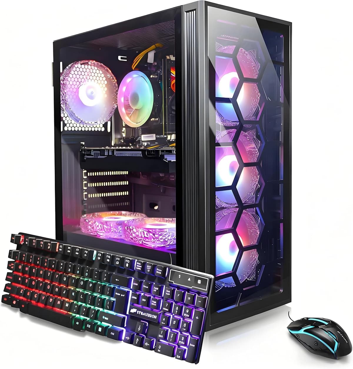 PC de Escritorio para Juegos STGAubron, GeForce RTX 2060 Super 8GB, Intel Core i7 hasta 3.9 GHz, 32 GB RAM, 1 TB SSD, WiFi 6, BT 5.0, Windows 11 Home ABR0422
