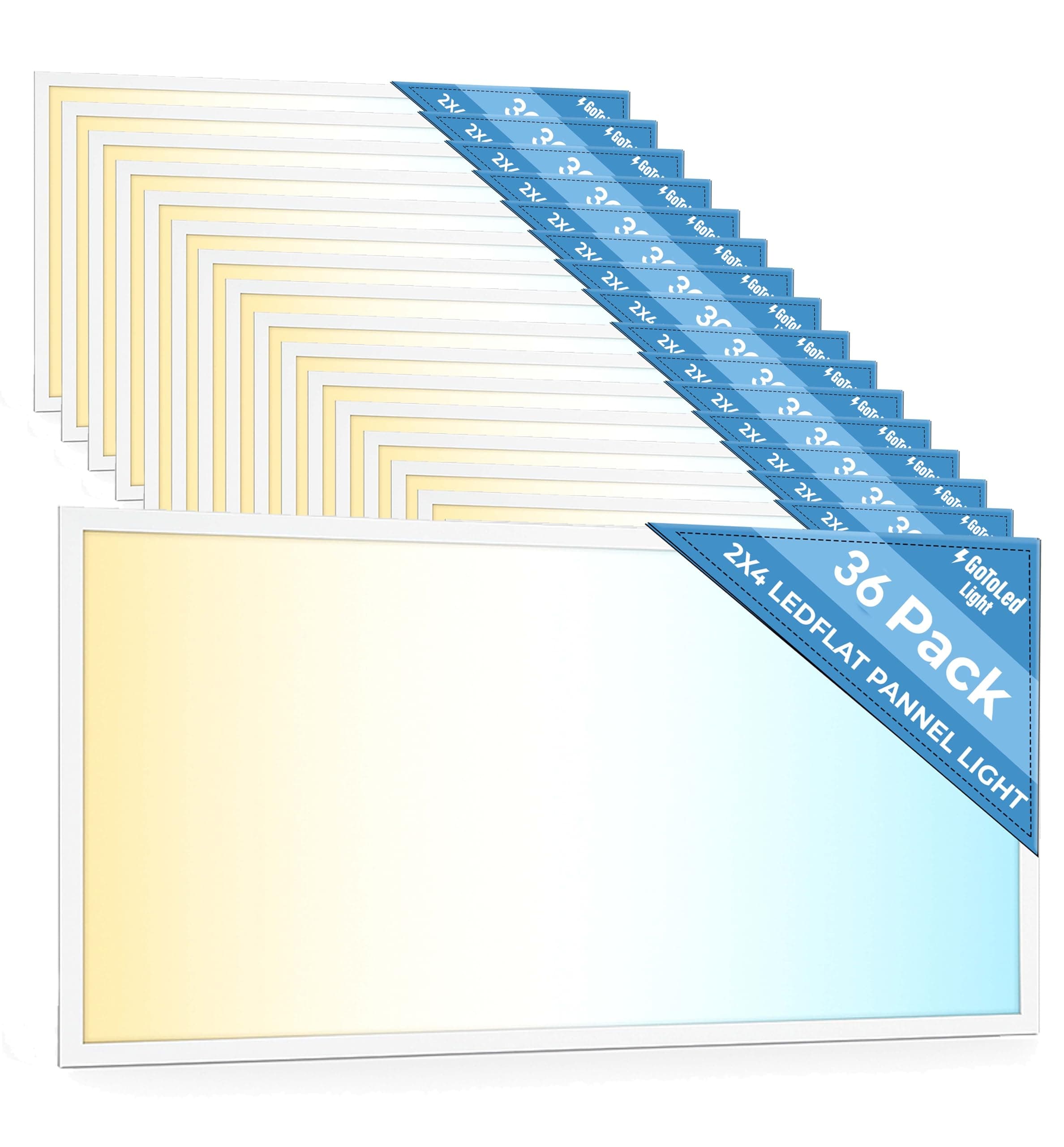 GoToLed Light Panel LED 2x4 30-72W Seleccionable 5 CCT Dimmable Reemplazo para Techo Registrable (36 Pack) LEP_2X4CCT_36PACK