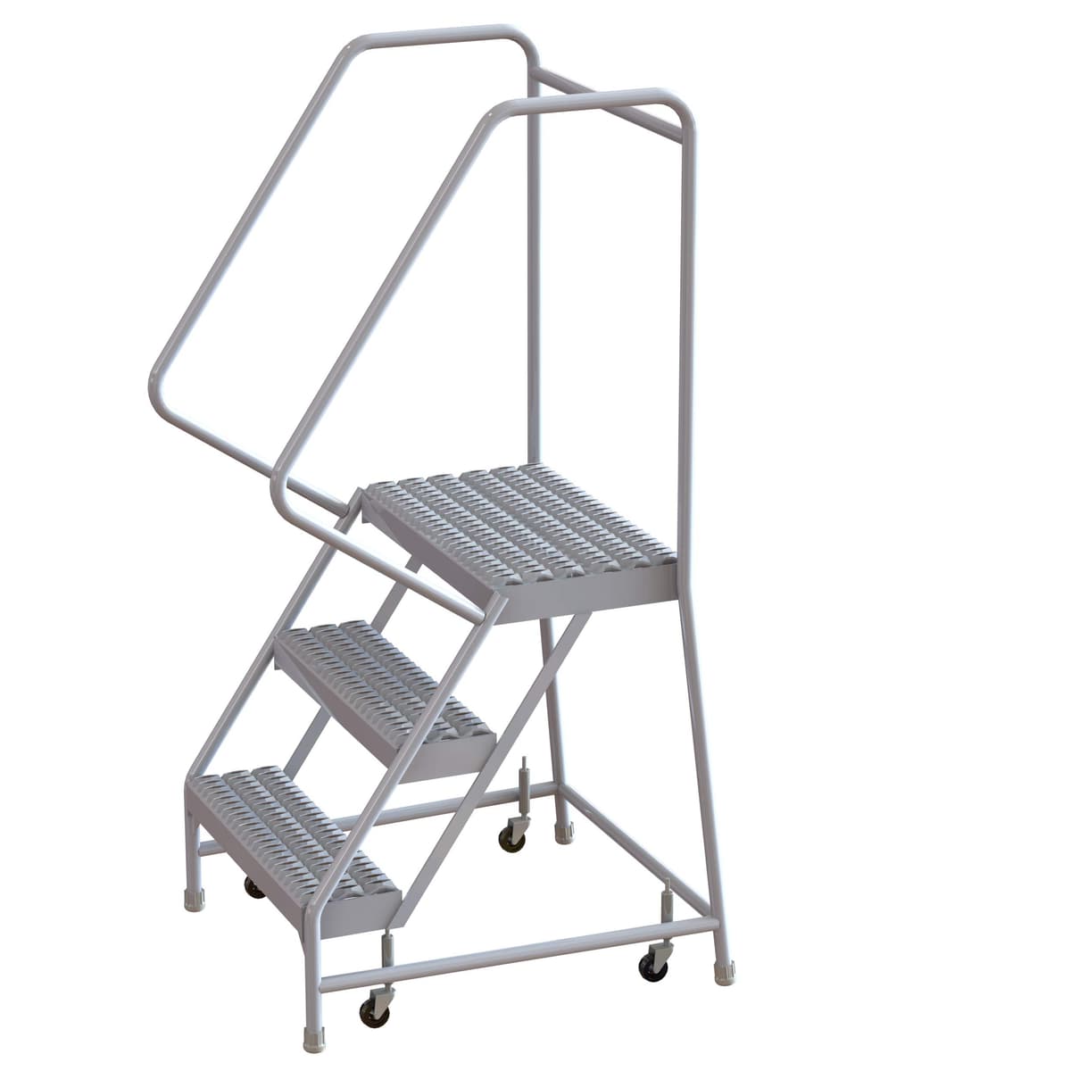 Tri-Arc WLAR103245 Escalera Industrial y de Almacén Rodante de Aluminio Totalmente Soldada de 3 Peldaños con Pasamanos, Huella Antideslizante Grip Strut, Peldaños de 24 Pulgadas de Ancho