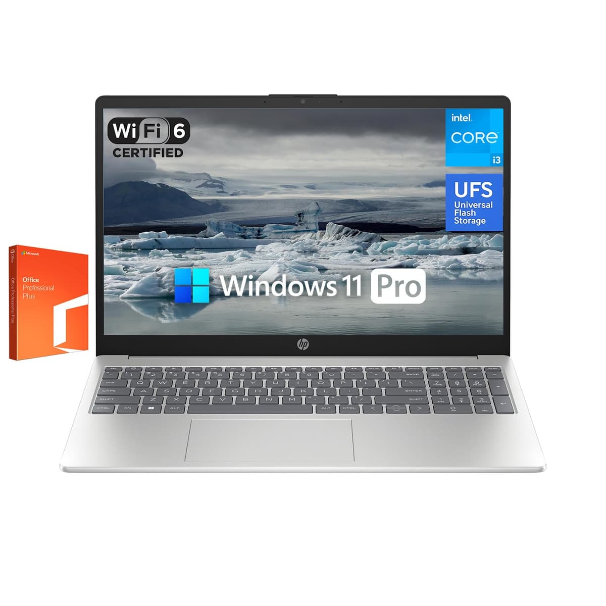 HP portátil para estudiantes y negocios de 15.6" HD, procesador Intel Core i3 de 8 núcleos, 16 GB RAM, 1 TB UFS, Wi-Fi 6, Microsoft Office, Windows 11 Pro FDUFS-Silver