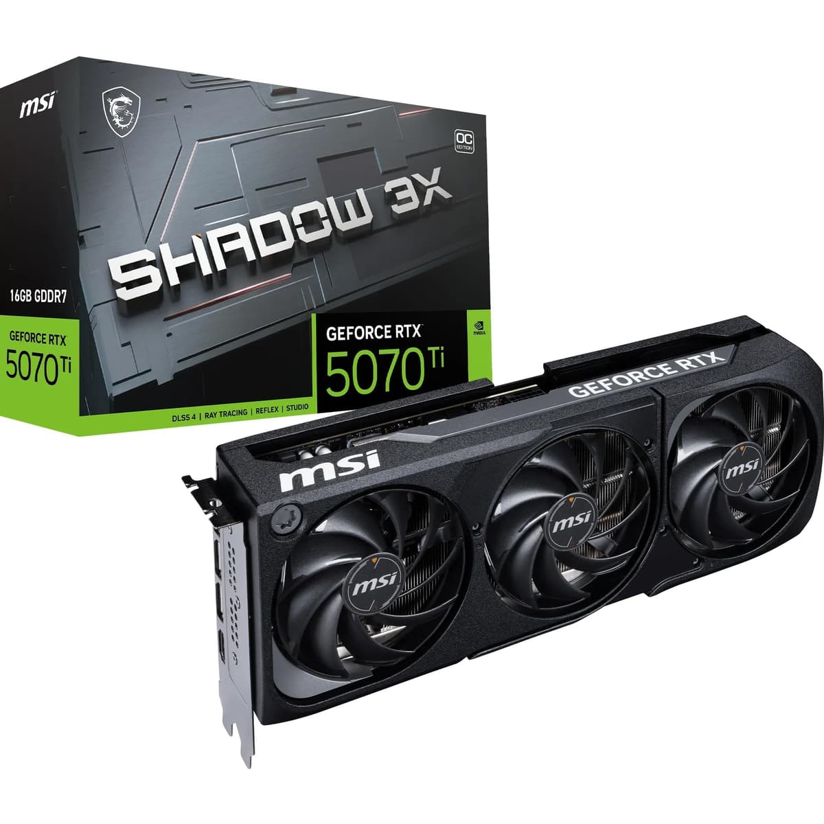 MSI GeForce RTX 5070 Ti 16G Shadow 3X OC - 16GB GDDR7, PCIe 5, HDMI 2.1b, DP 2.1b V531-085R