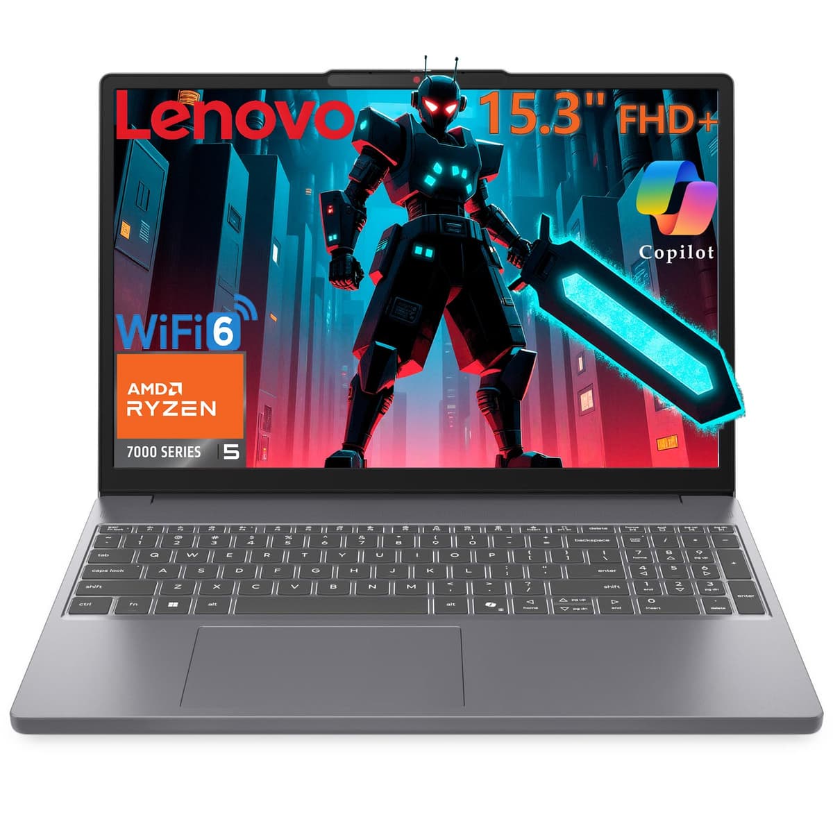Laptop para juegos Lenovo, pantalla 15" WUXGA IPS, AMD Ryzen 5 7535HS, 16GB DDR5, 512GB SSD PCIe, gráficos Radeon 660M, Copilot AI PC, WiFi 6, Bluetooth 5.3, HDMI, Type-C, gris luna, Windows 11 Home IdeaPad Slim 3