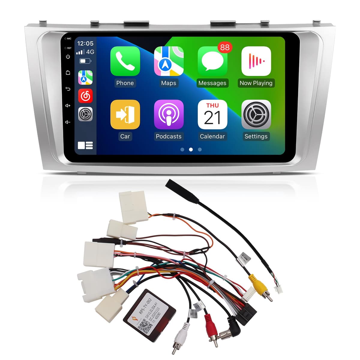 ViaBecs estéreo inalámbrico Apple CarPlay 9" para Toyota Camry 2007-2011, Android 13 6G 128G pantalla táctil radio para auto Android Auto con Mirror Link pantalla QLED navegación GPS (CAN005-X para JBL) CAN005-X for 07-11 Camry JBL