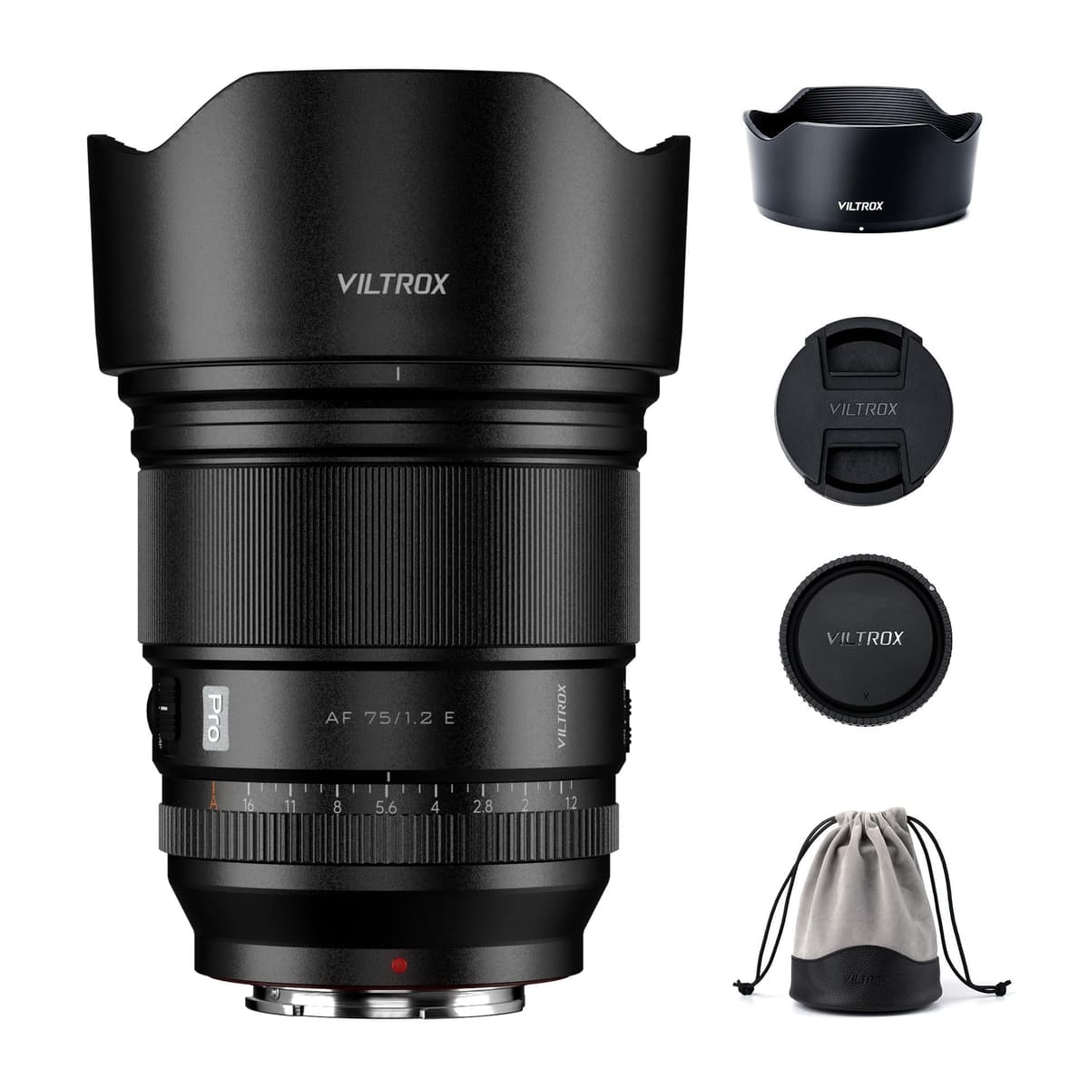 VILTROX 75 mm f/1.2 E para montura Sony E, objetivo prime PRO 75 mm f/1.2 con autoenfoque compatible con cámaras mirrorless Sony a7R a7 IV a7R III a7R IV a7R V A1 FX3 ZV-E1 A7C II a6000 a6400 a6600 a6700 ZV-E10 FX30 WYSM-75 E