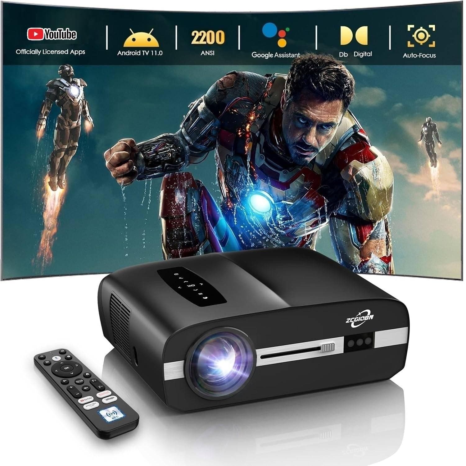 ZCGIOBN 1000D Proyector para luz de día 2200ANSI con enfoque automático ToF y DB Audio