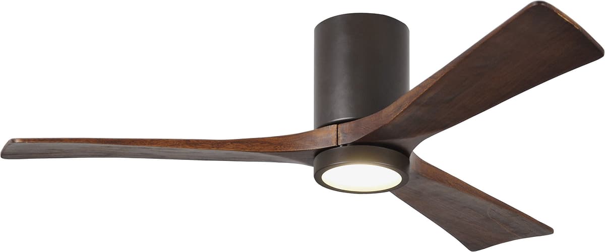 Matthews IR3HLK-TB-WA-52 Irene Ventilador de Techo Empotrado de 52" con Luz, Control Remoto y de Pared, Motor DC Silencioso, 3 Aspas de Madera Maciza, Bronce Texturizado con Tono Nogal IR3HLK-TB-52