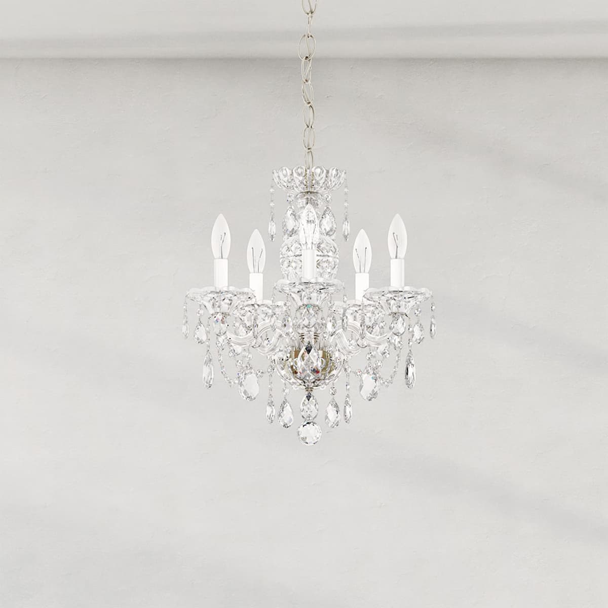 Schonbek Sterling Candelabro 2999-40R 5 luces en plata con cristales Radiance (16x18in)