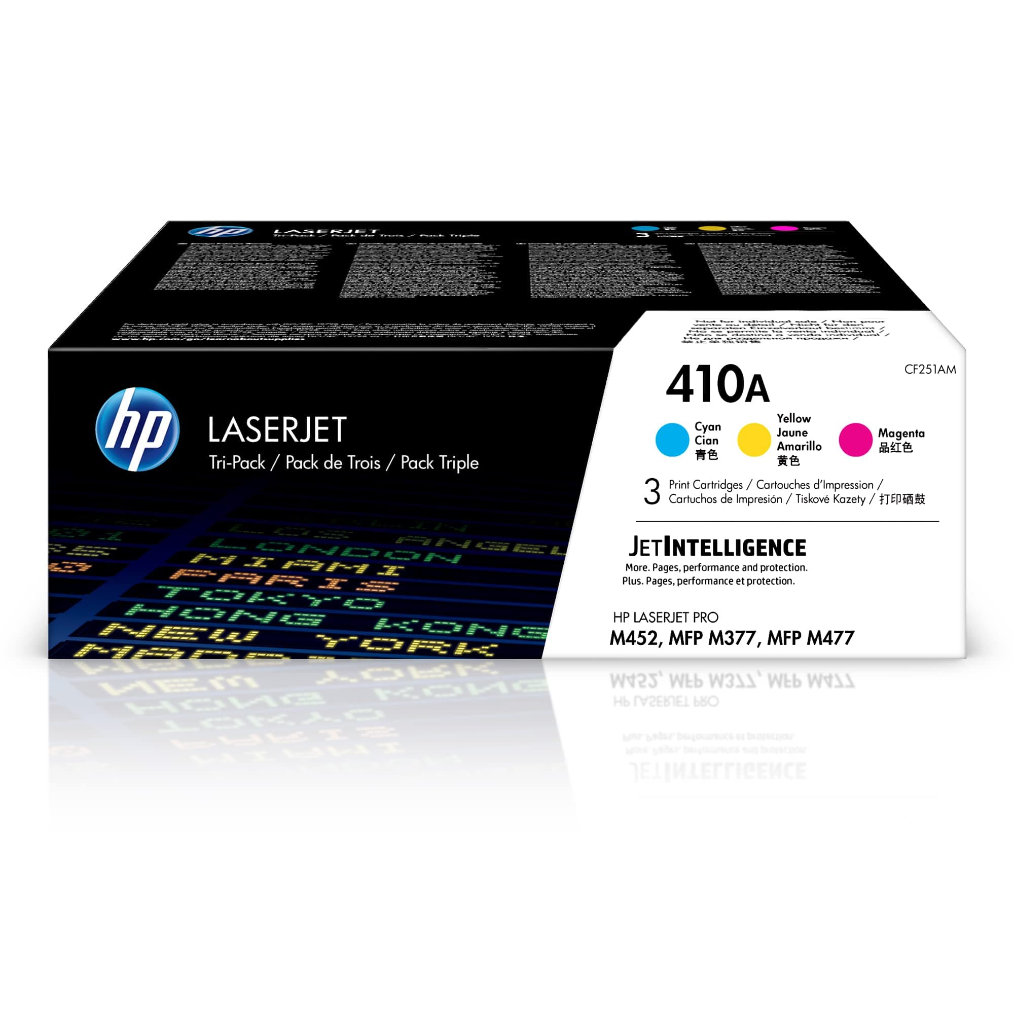 Pack 3 Toner HP 410A (Cian, Magenta, Amarillo) CF251AM para Color LaserJet Pro