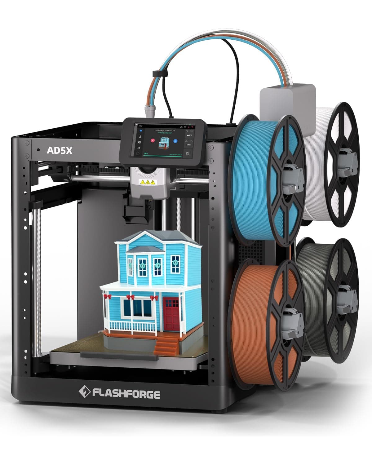 FLASHFORGE AD5X Impresora 3D Multicolor 4 cabezales IFS, Auto Nivelación, Hasta 600mm/s, Boquilla 300°C, Volumen 220x220x220mm